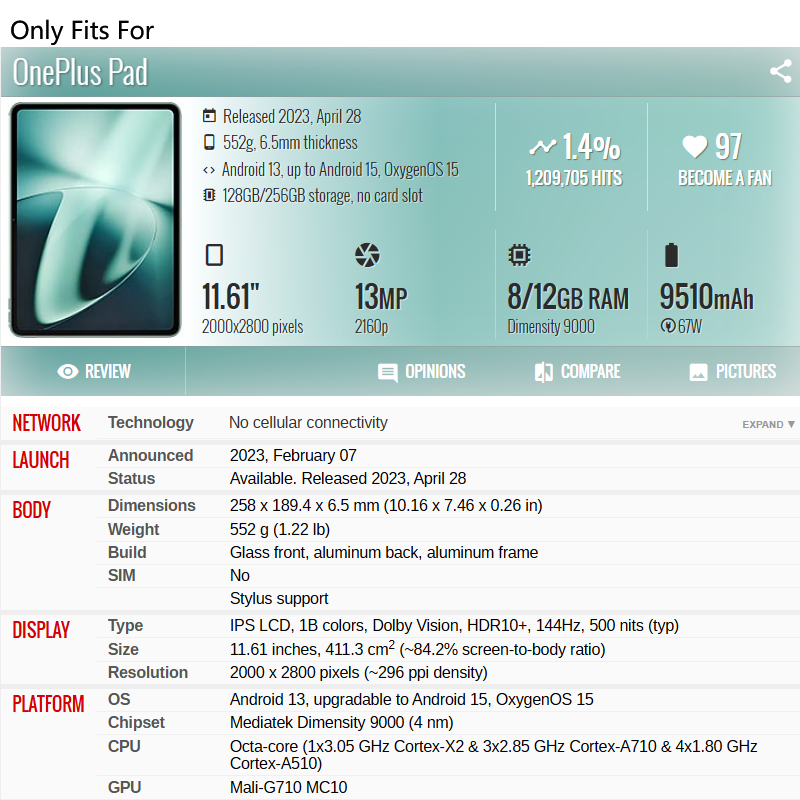 원플러스 패드 케이스 11.61인치 펜슬 홀더 포함 투 - Tablet Cover Accessories 리뷰 및 가격